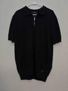 ICON Black Short-Sleeve Zip Polo Sweater